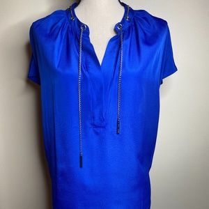 Michael Kors Amalfi Blue Chain & Grommet Blouse XL